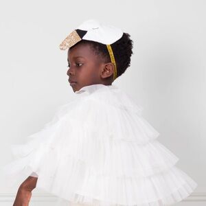 🦢Meri Meri🦢 Swan Headpiece with Gold Glitter Beak and tulle wings Dress Up Cape